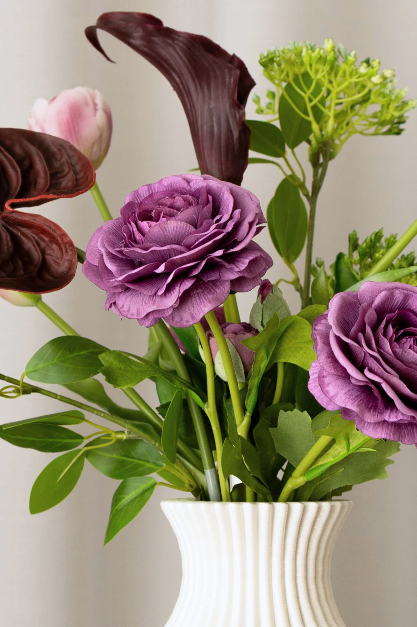 Kunstig Plumed Blossom buket - multi